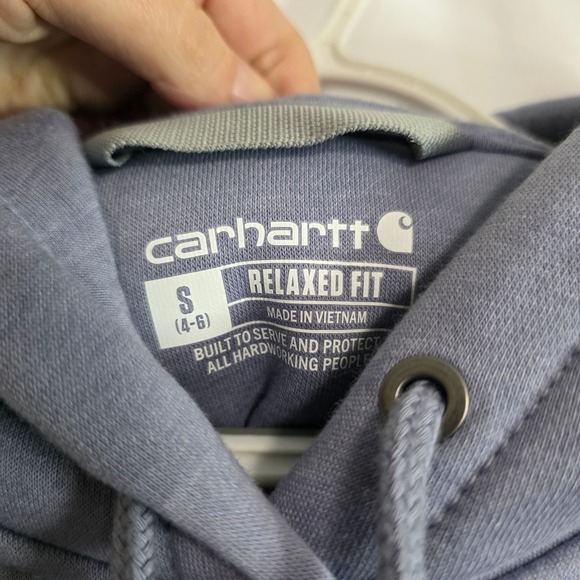 Carhartt Hoodie Womens S Blue Gray Good Relaxed Fit Graphic Sleeve Workwear - Picture 7 of 11